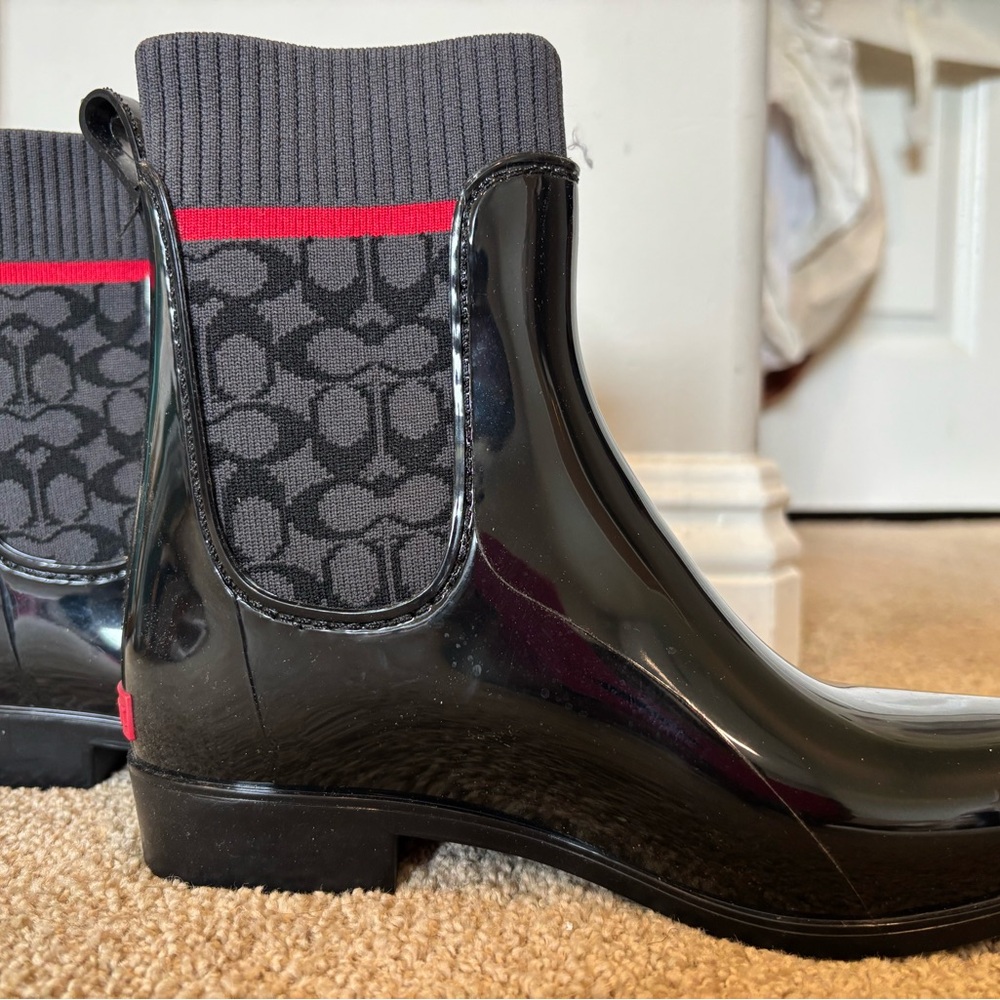 Black and Gray Ankle Rain Boots
